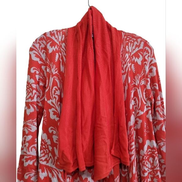 Kate and Mallory Design Womens Orange and Tan Cardigan Sweater Sz Small - Picture 3 of 7